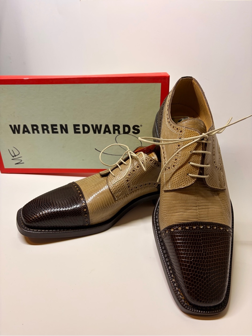 Warren Edwards Genuine Lizard Leather Derby Shoes Men’s 10
